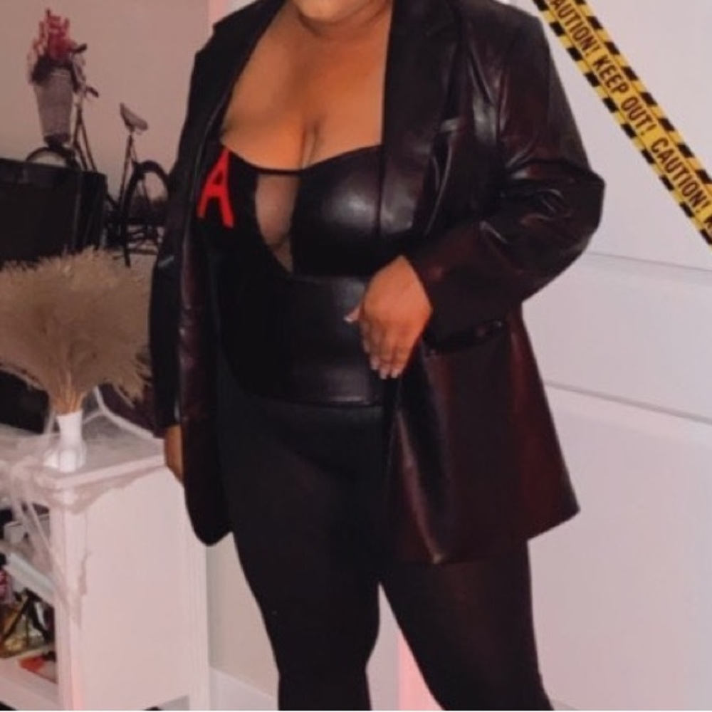 Faux leather oversized blazer